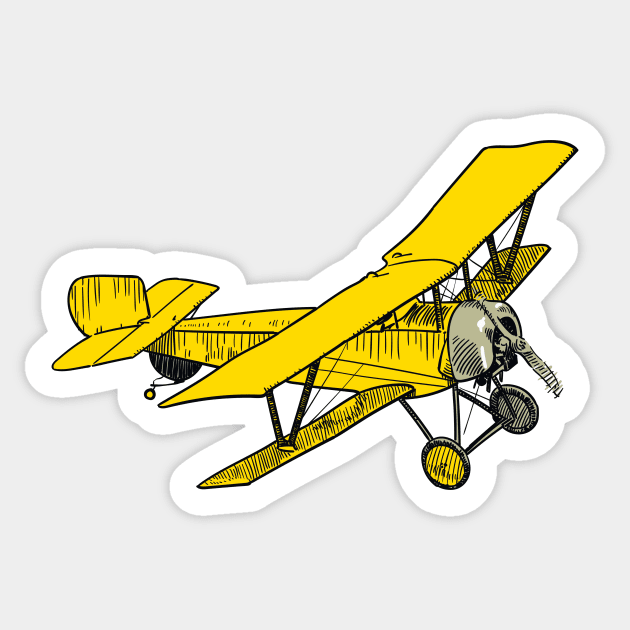 Yellow biplane Sticker by StefanAlfonso